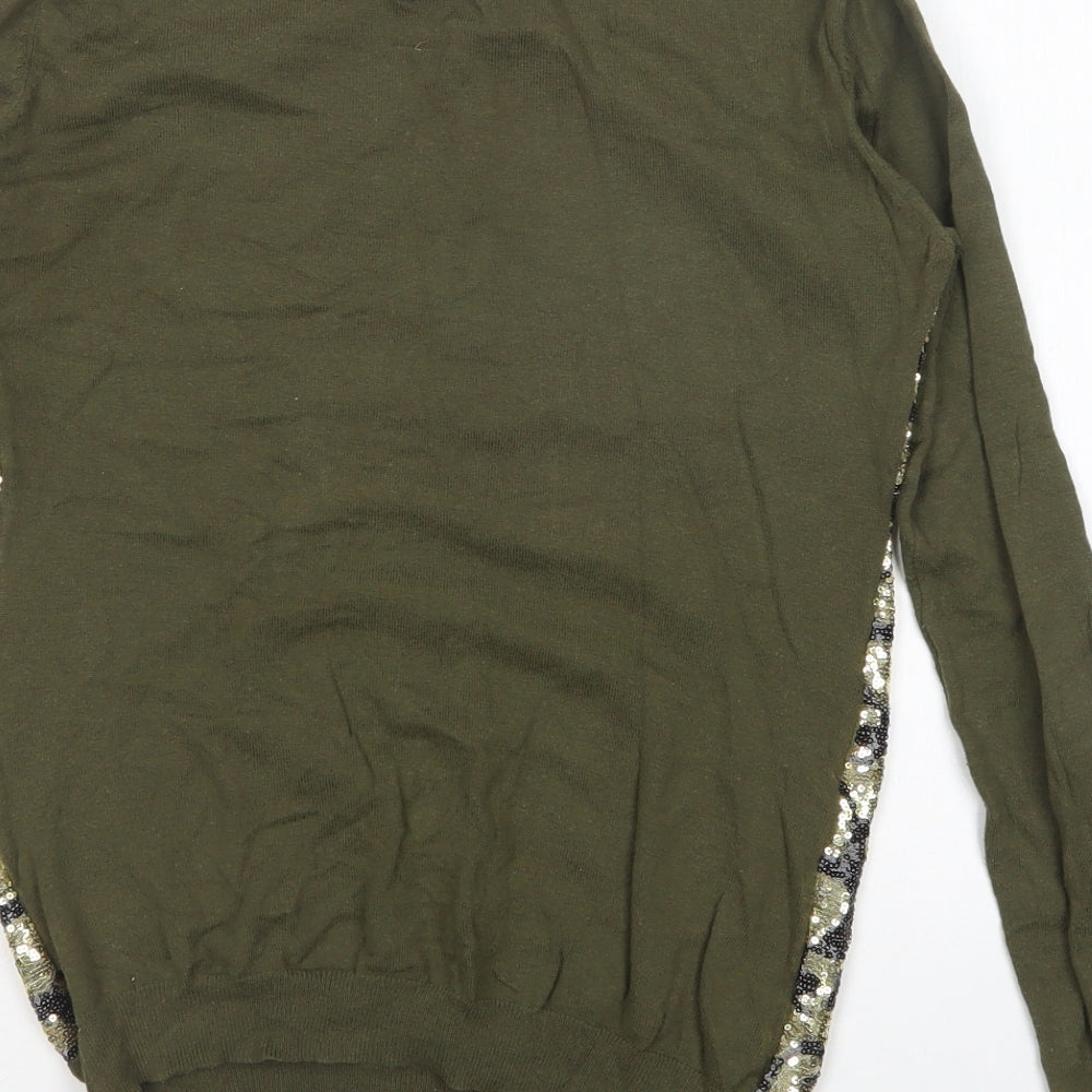 Yes Miss Womens Multicoloured Round Neck Camouflage Cotton Pullover Jumper Size S