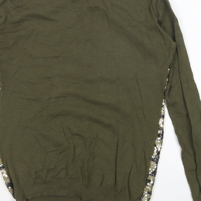 Yes Miss Womens Multicoloured Round Neck Camouflage Cotton Pullover Jumper Size S