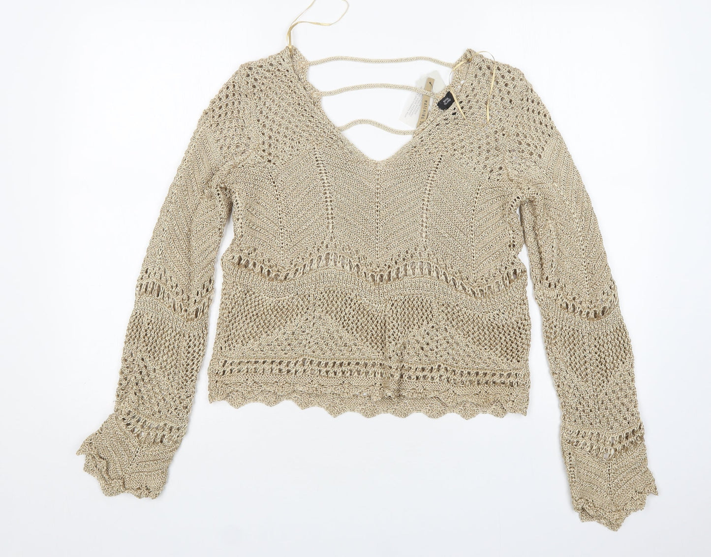 Womens UK Size 14 River Island Gold Pullover Jumper