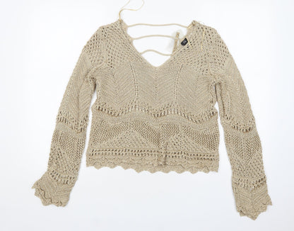 Womens UK Size 14 River Island Gold Pullover Jumper