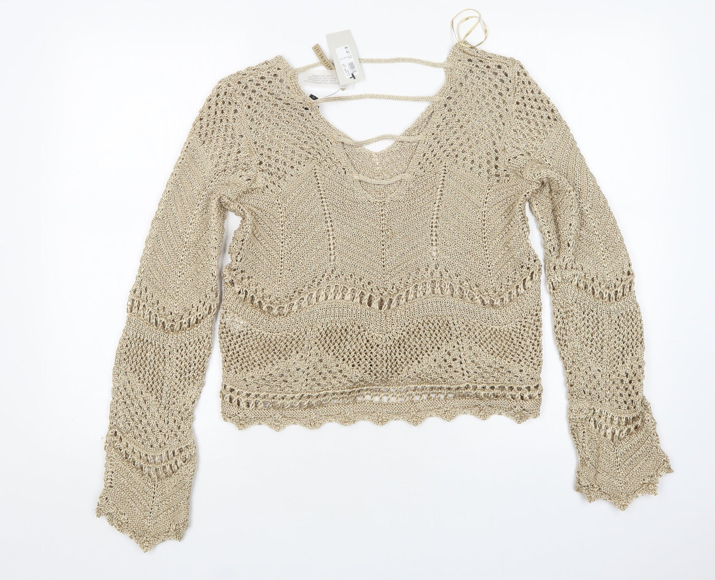 Womens UK Size 14 River Island Gold Pullover Jumper