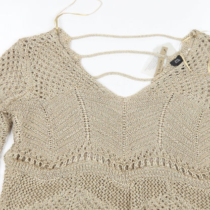 Womens UK Size 14 River Island Gold Pullover Jumper