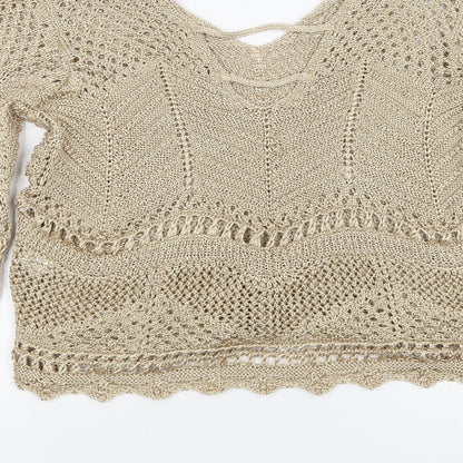 Womens UK Size 14 River Island Gold Pullover Jumper