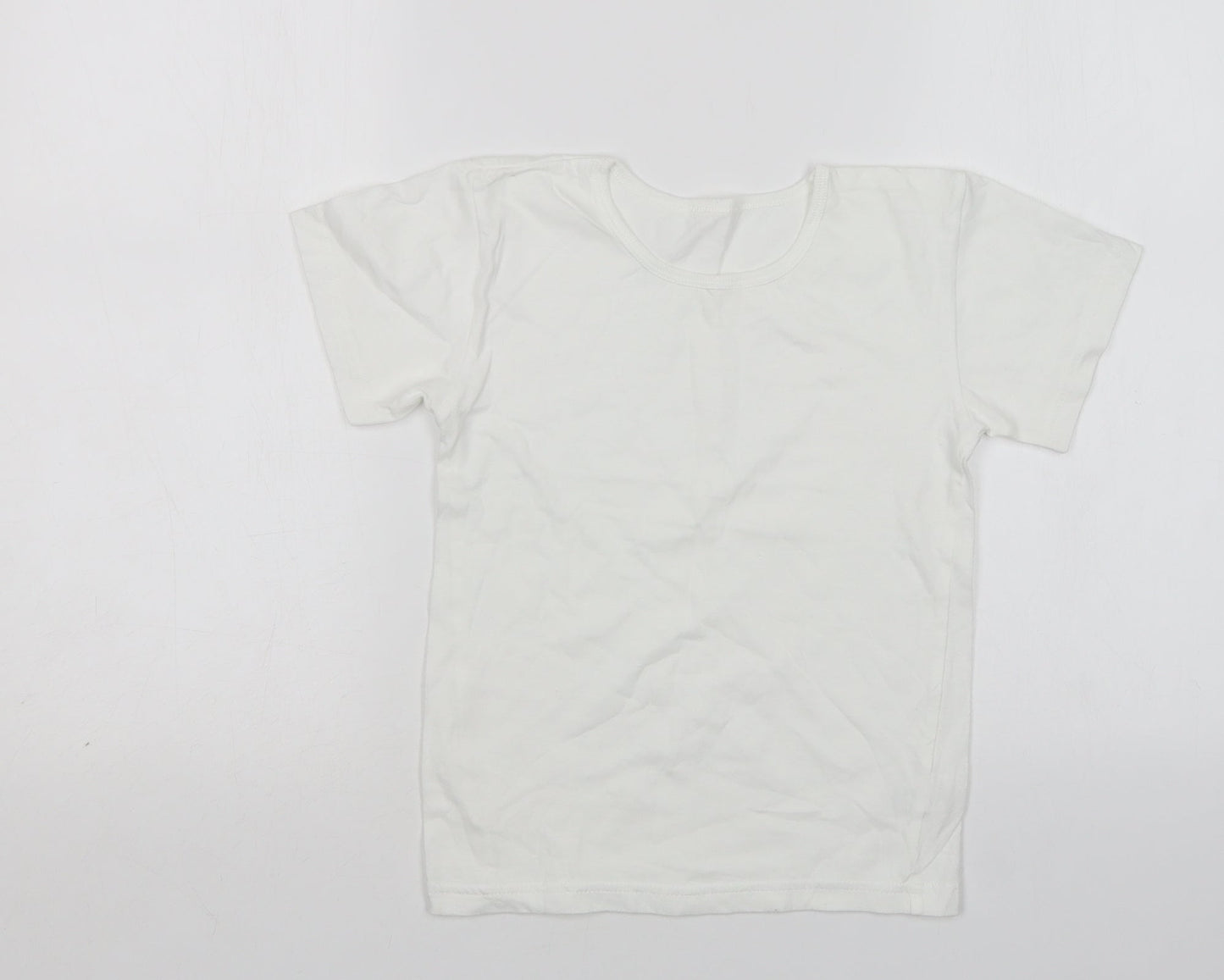 Matalan Boys White  Cotton Basic T-Shirt Size 8-9 Years Round Neck