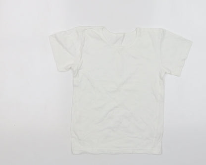 Matalan Boys White  Cotton Basic T-Shirt Size 8-9 Years Round Neck