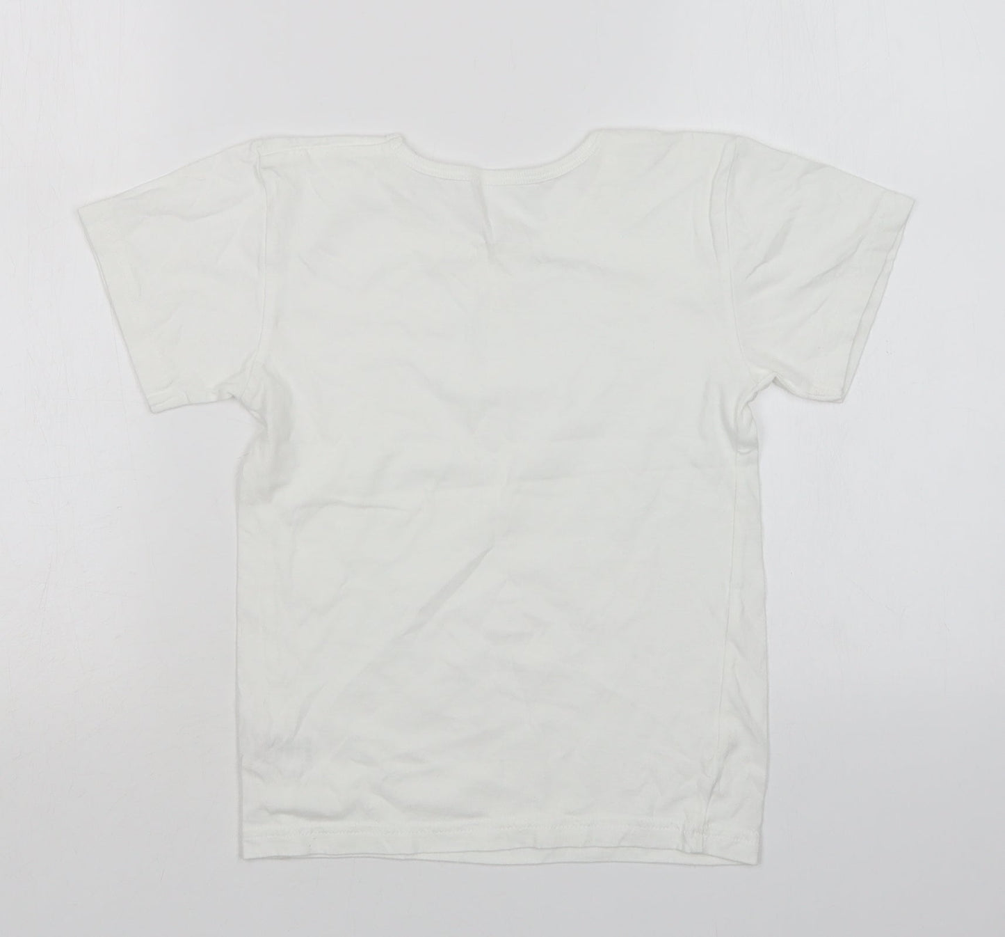 Matalan Boys White  Cotton Basic T-Shirt Size 8-9 Years Round Neck