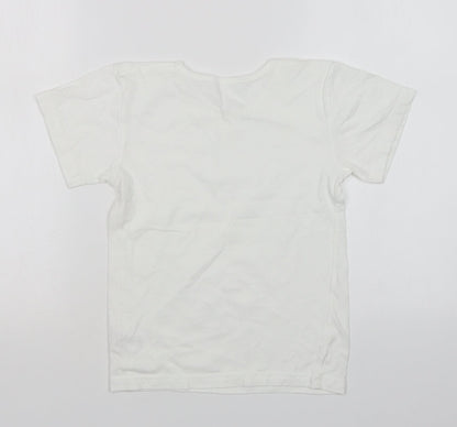 Matalan Boys White  Cotton Basic T-Shirt Size 8-9 Years Round Neck
