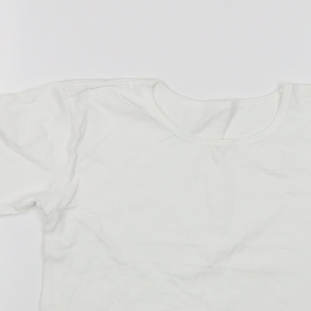 Matalan Boys White  Cotton Basic T-Shirt Size 8-9 Years Round Neck