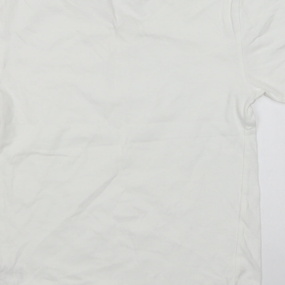 Matalan Boys White  Cotton Basic T-Shirt Size 8-9 Years Round Neck