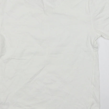 Matalan Boys White  Cotton Basic T-Shirt Size 8-9 Years Round Neck