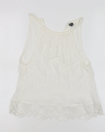 H&M Womens White   Basic Blouse Size 4 Round Neck