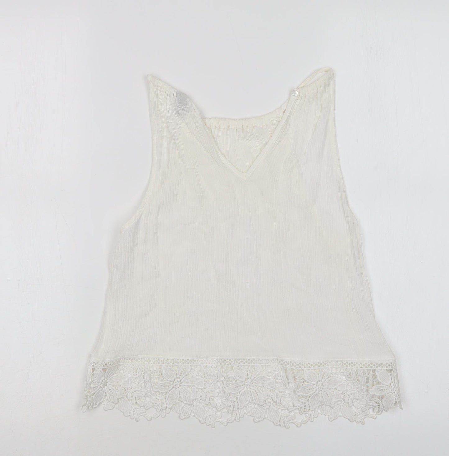 H&M Womens White   Basic Blouse Size 4 Round Neck