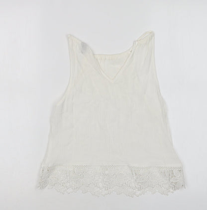 H&M Womens White   Basic Blouse Size 4 Round Neck