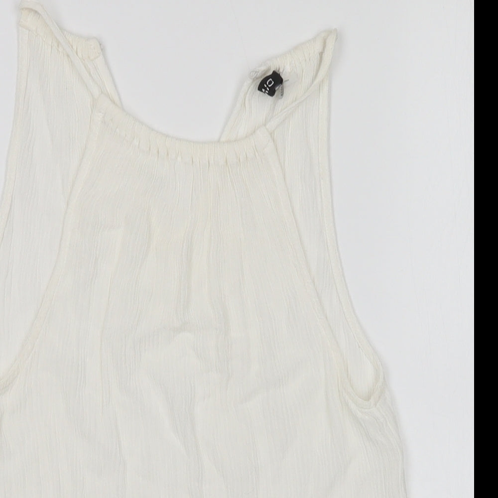 H&M Womens White   Basic Blouse Size 4 Round Neck