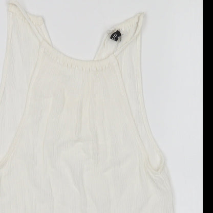 H&M Womens White   Basic Blouse Size 4 Round Neck