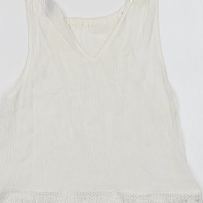 H&M Womens White   Basic Blouse Size 4 Round Neck