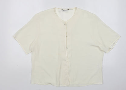 Berkertex Womens Ivory  Polyester Basic Button-Up Size 18 Round Neck
