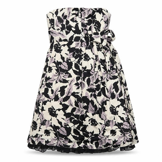 Front view of DEFINITIONS women’s multicoloured floral polyester a-line, size UK 8, off the shoulder