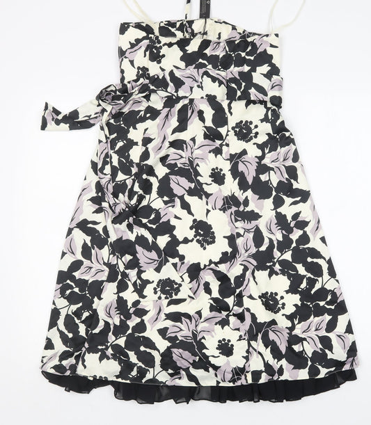 DEFINITIONS Womens Multicoloured Floral Polyester A-Line  Size 8  Off the Shoulder