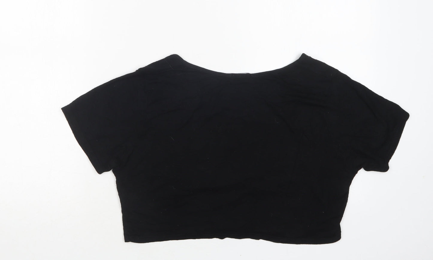 Womens UK Size 16 PRETTYLITTLETHING Black Cropped T-Shirt