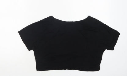 Womens UK Size 16 PRETTYLITTLETHING Black Cropped T-Shirt