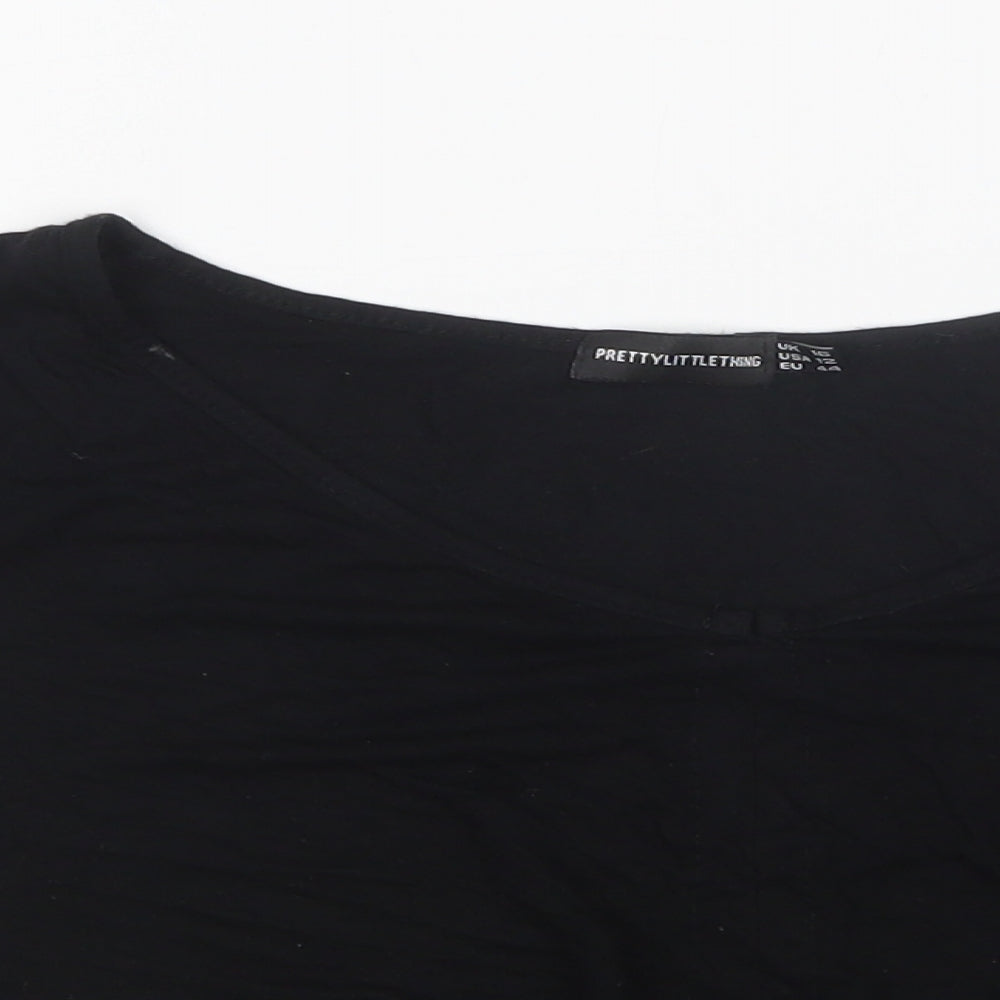 Womens UK Size 16 PRETTYLITTLETHING Black Cropped T-Shirt