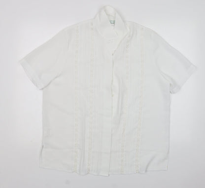 Additional front view of Northmoon women’s white polyester basic button-up, size UK 18, collared