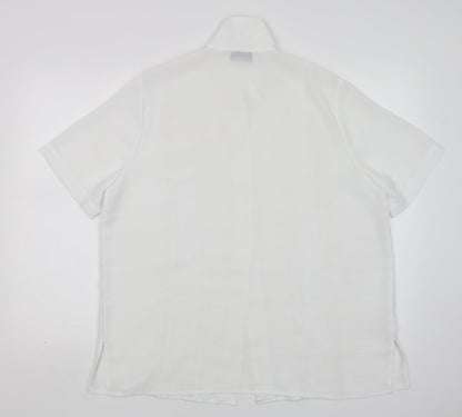 Back view of Northmoon women’s white polyester basic button-up, size UK 18, collared