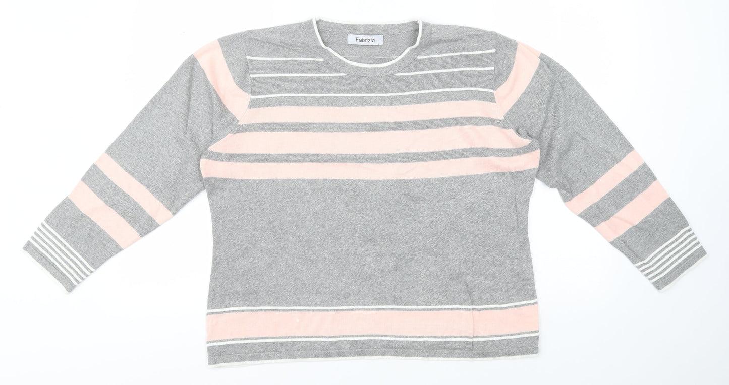 FABRIZIO GIANNI Mens Grey Round Neck  Acrylic Pullover Jumper Size L