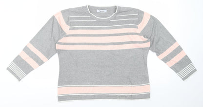 FABRIZIO GIANNI Mens Grey Round Neck  Acrylic Pullover Jumper Size L