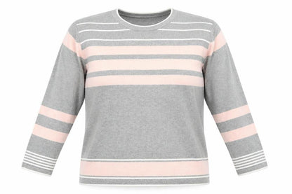 Front view of Fabrizio men’s grey round neck acrylic jumper, size L