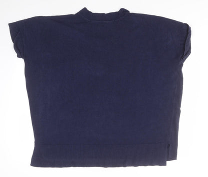 F&F Mens Blue V-Neck  Acrylic Pullover Jumper Size M