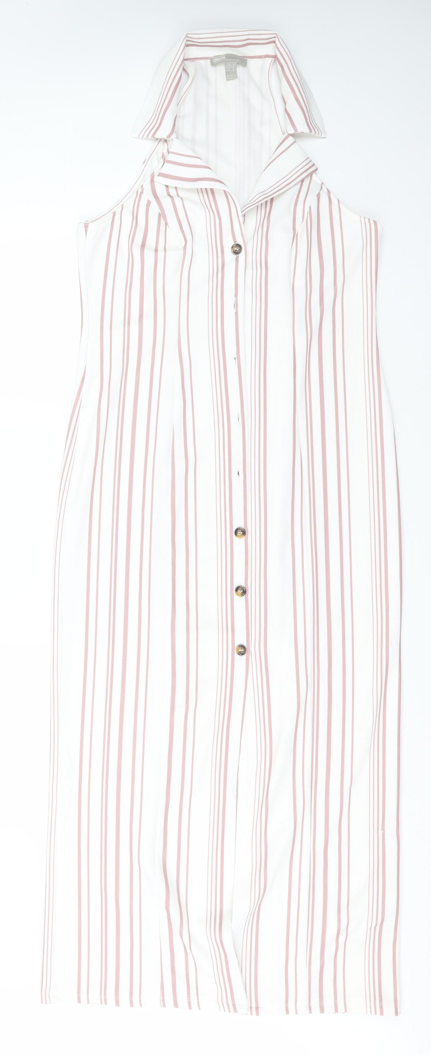 ASOS Womens White Striped Polyester Pencil Dress  Size 12  Collared