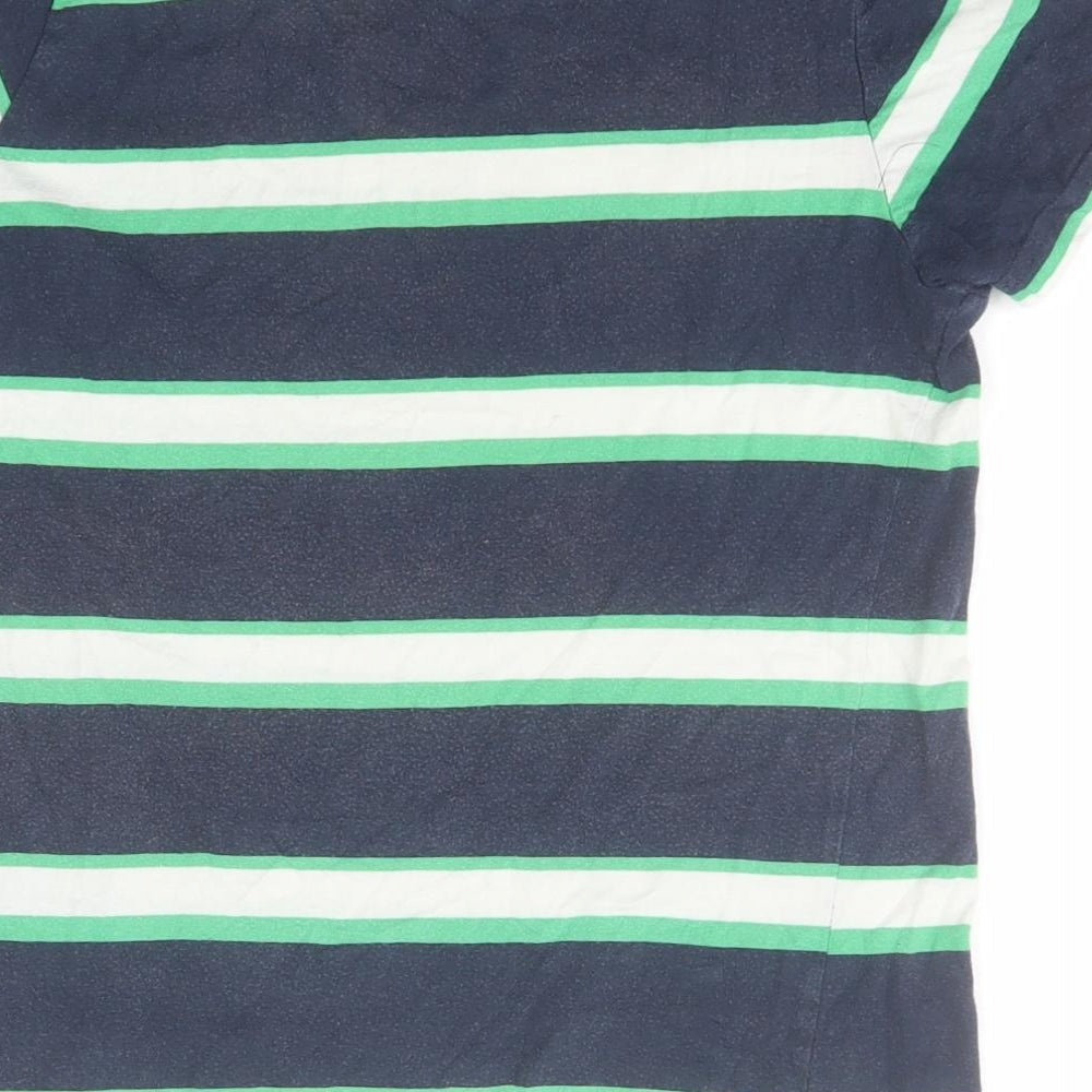 Primark Boys Blue Striped Cotton Basic T-Shirt Size 10-11 Years Round Neck