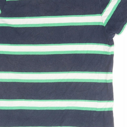Primark Boys Blue Striped Cotton Basic T-Shirt Size 10-11 Years Round Neck