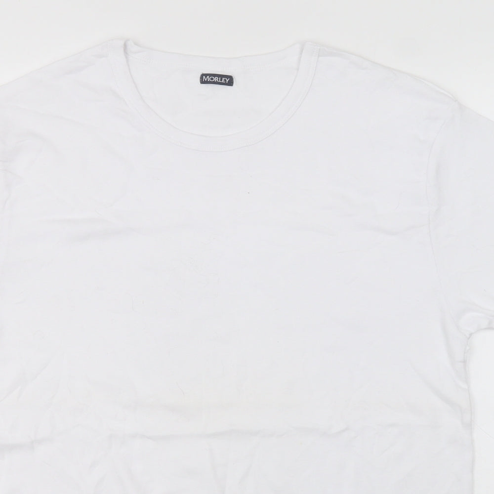 Morley Womens White Round Neck  Cotton Pullover Jumper Size 2XL