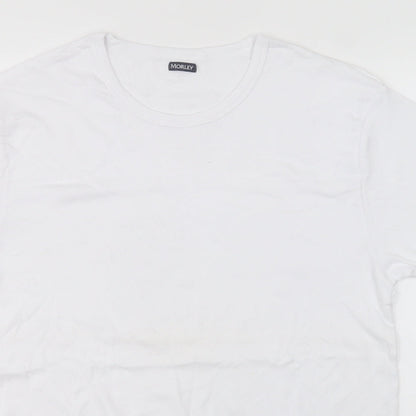 Morley Womens White Round Neck  Cotton Pullover Jumper Size 2XL