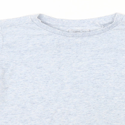 Close-up detail of Next girls’ blue polyester basic t-shirt, size 6, years round neck