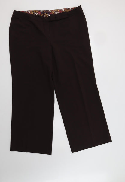 Evans Womens Brown  Polyester Dress Pants Trousers Size 18 L30 in Regular Button