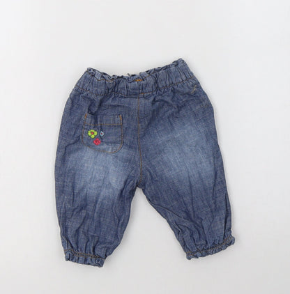 NEXT Baby Blue  Cotton Jogger Jeans Size 3-6 Months  Drawstring - Bunny