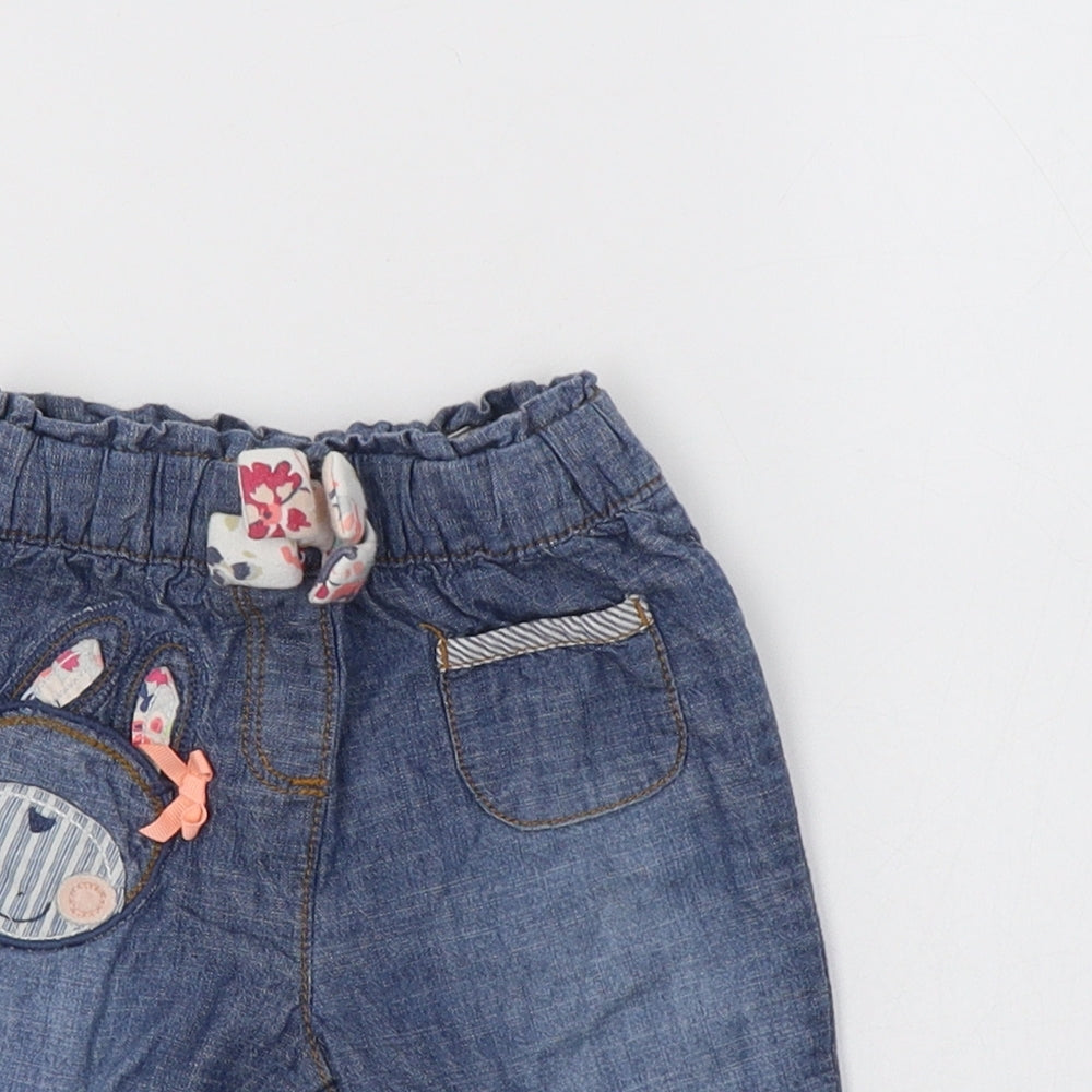 NEXT Baby Blue  Cotton Jogger Jeans Size 3-6 Months  Drawstring - Bunny