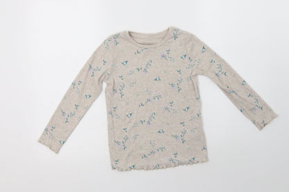 George Girls Beige Floral Cotton Top Pyjama Top Size 5-6 Years