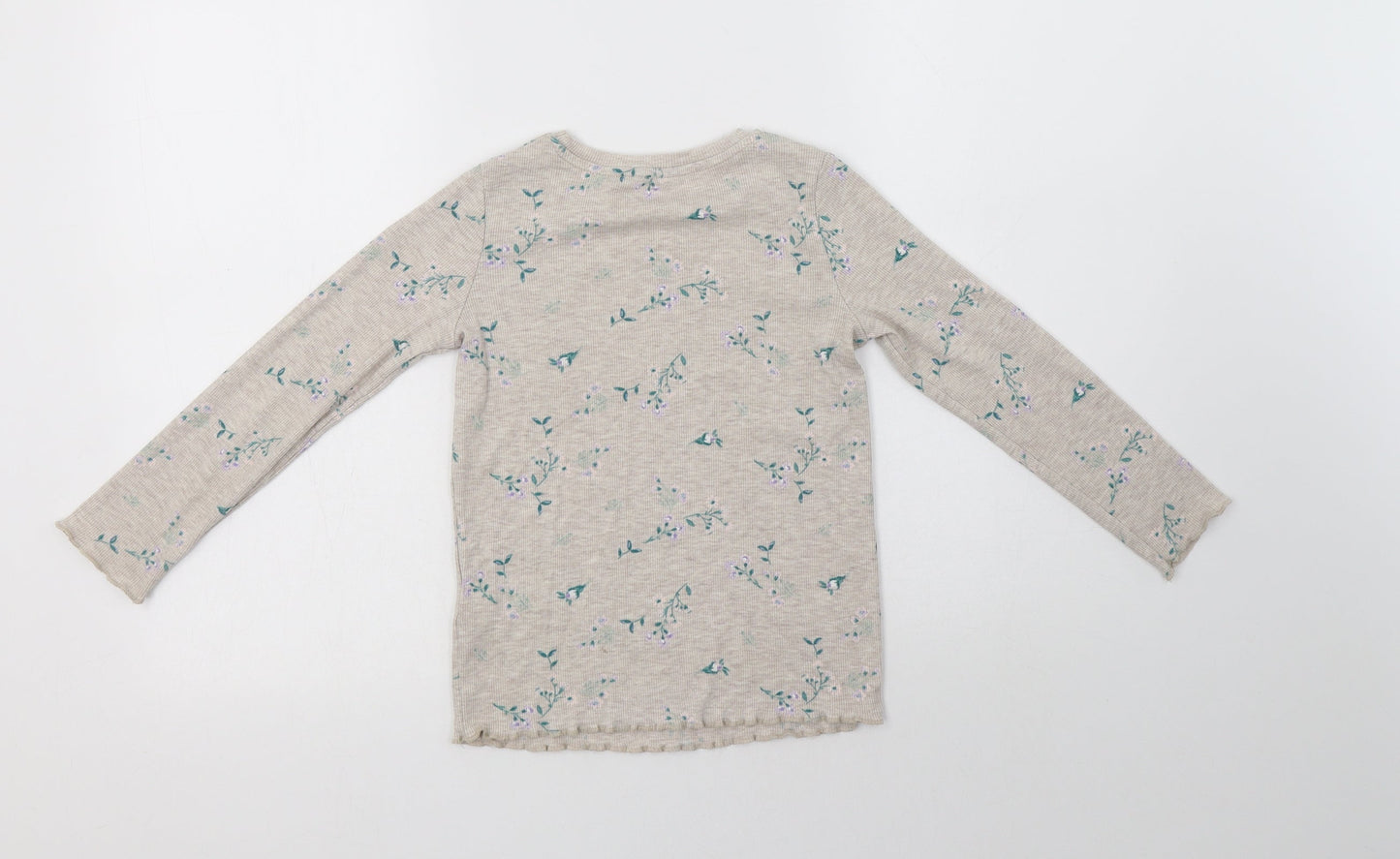George Girls Beige Floral Cotton Top Pyjama Top Size 5-6 Years