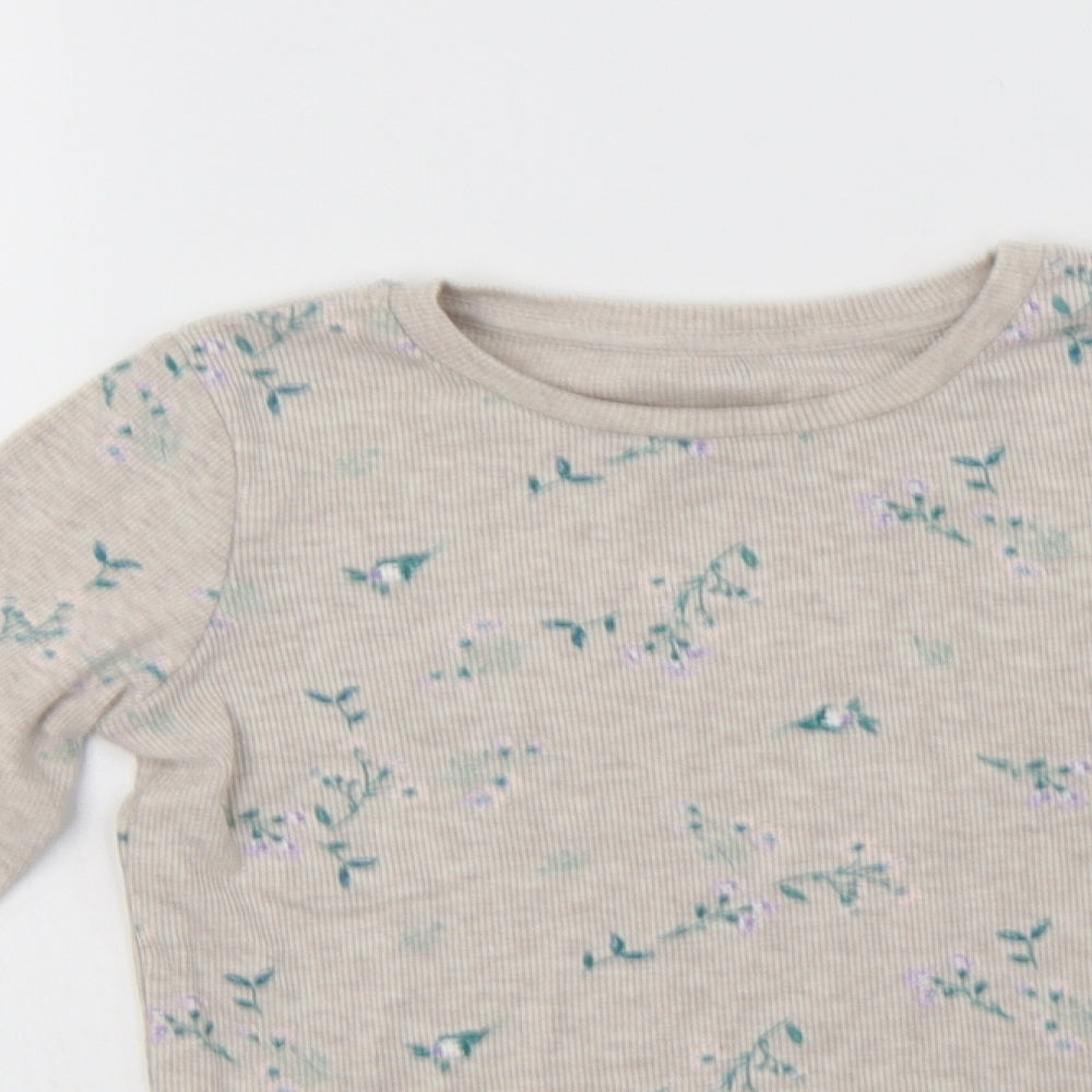 George Girls Beige Floral Cotton Top Pyjama Top Size 5-6 Years