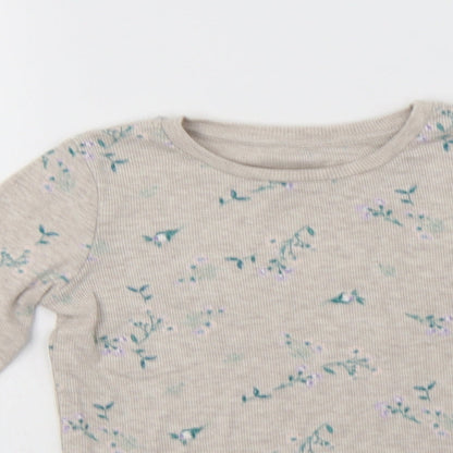 George Girls Beige Floral Cotton Top Pyjama Top Size 5-6 Years