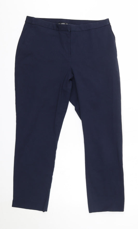 Womens UK Size 14 Dunnes Regular Fit Dress Pants Blue Trousers