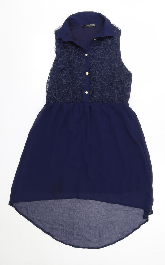 Primark Womens Blue  Polyester Shirt Dress  Size 8  Collared