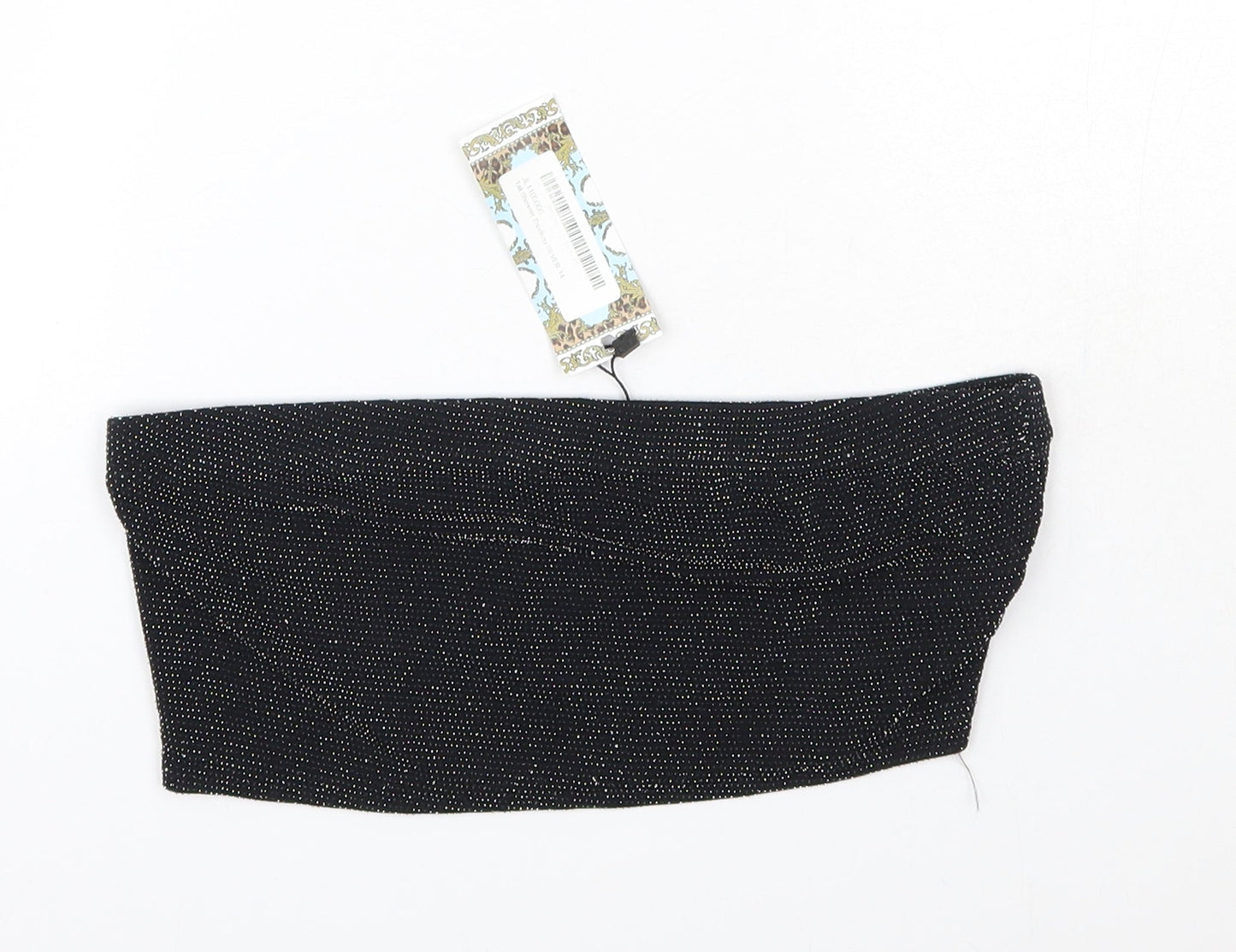 Boohoo Womens Black  Nylon Basic Blouse Size 14 Off the Shoulder - Bandeau