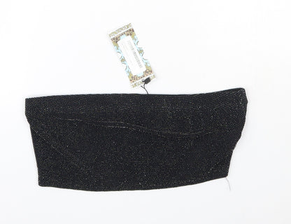 Boohoo Womens Black  Nylon Basic Blouse Size 14 Off the Shoulder - Bandeau