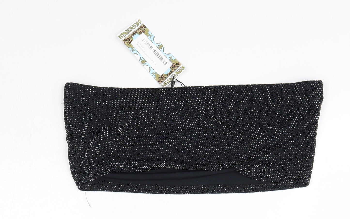 Boohoo Womens Black  Nylon Basic Blouse Size 14 Off the Shoulder - Bandeau